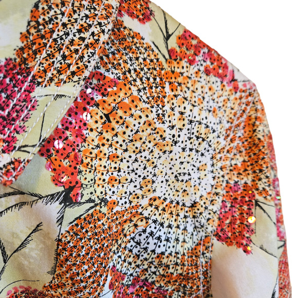Chico's Floral Sequin Embellished Jacket Multicolor Women's Size 1 (Medium/8) - Picture 4 of 10